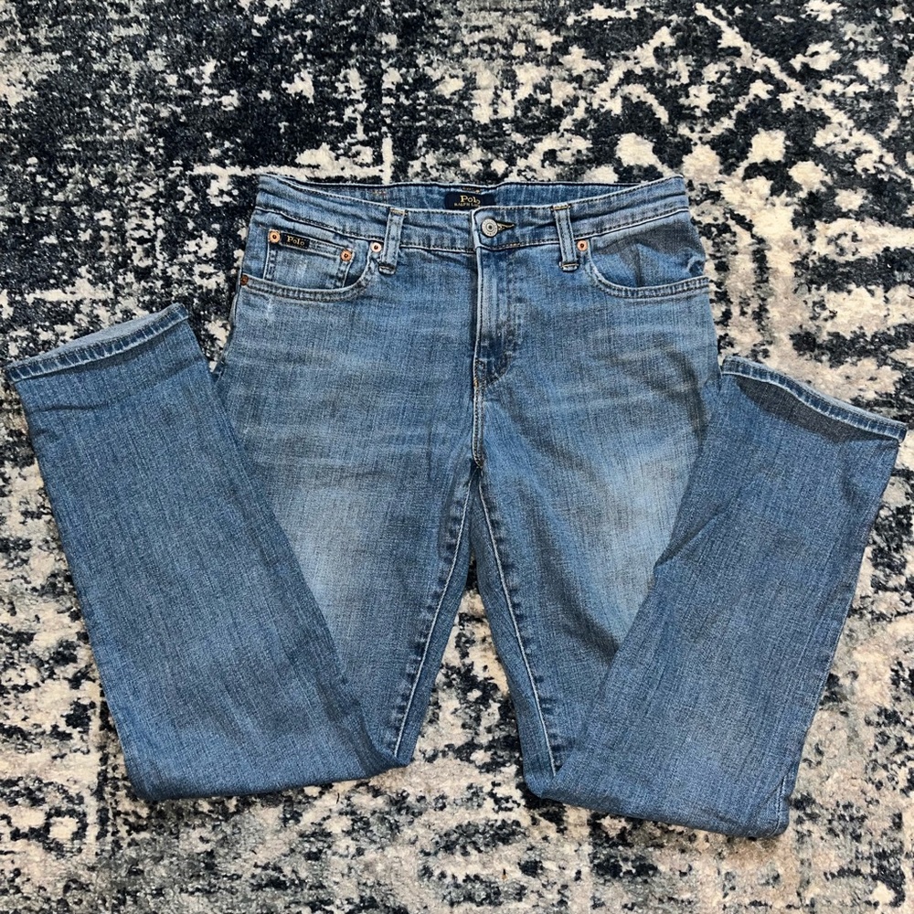 Polo Ralph Lauren blue straight leg distressed pocket jeans size 18